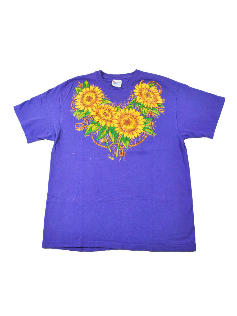 Vintage Sunflower 1994 Purple Plants Outdoors 90s Shirt Size Large